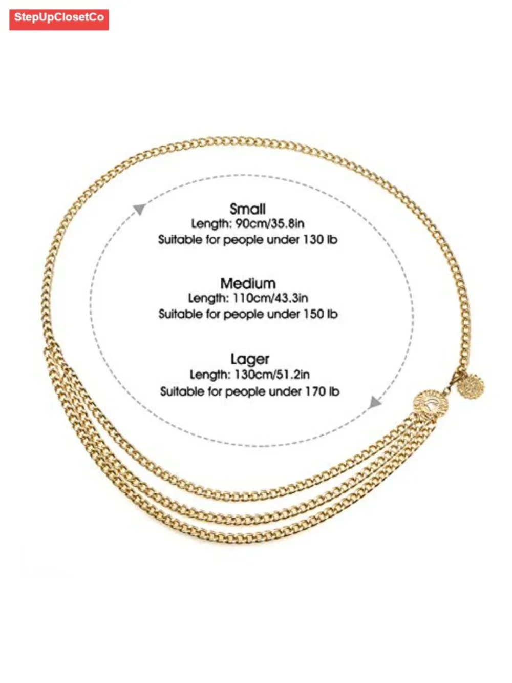 Multilayer Metal Waist Chain Belt for Women, Adjustable Coin Pendant Dress Belt